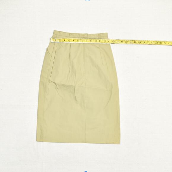 Vintage Miss Pat Women's Straight Skirt Zip Solid Acrylic Beige Size 8 Pleated - Picture 4 of 8